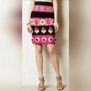Anthropologie Pink and Black Pencil Skirt